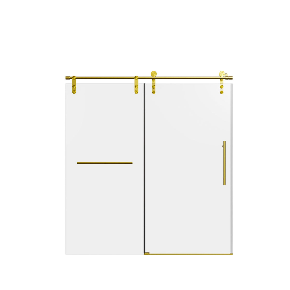 Frameless single sliding shower door with towel rail and handle gold hardware by HouseOfZazla on Tampa Home & Garden Store