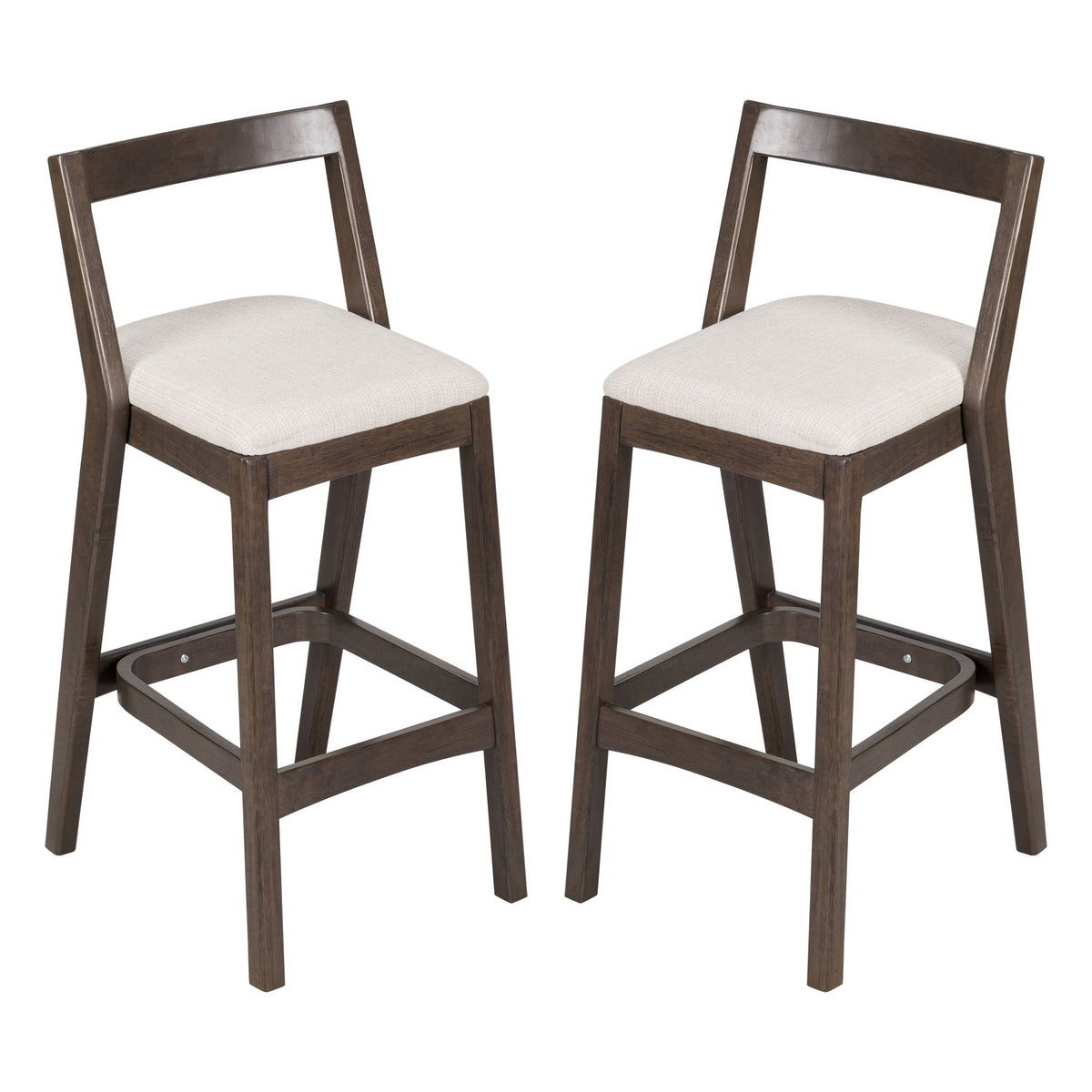 Jasper barstools set of 2 dark brown rubberwood frame with beige seats HouseOfZazla on Tampa Home & Garden Store