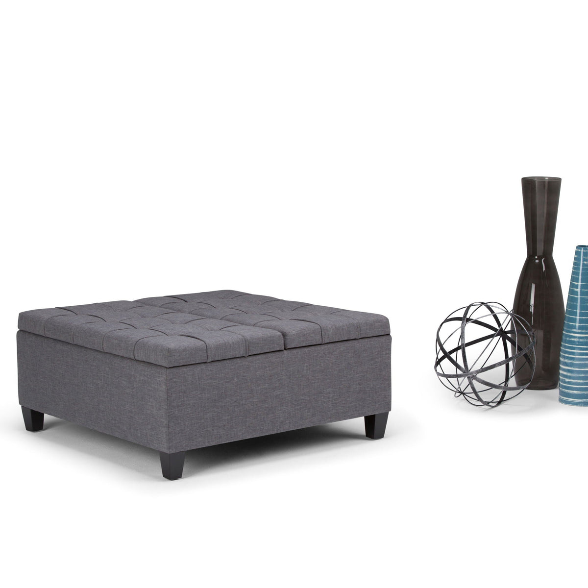 Harrison Tufted Lift-Top Storage Ottoman gray fabric by HouseOfZazla on Tampa Home & Garden Store