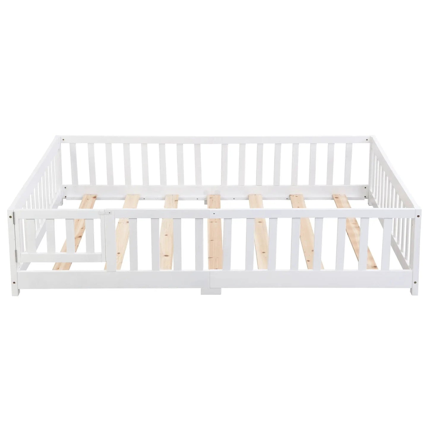 Solid Wood Floor Bed with Door and Fence