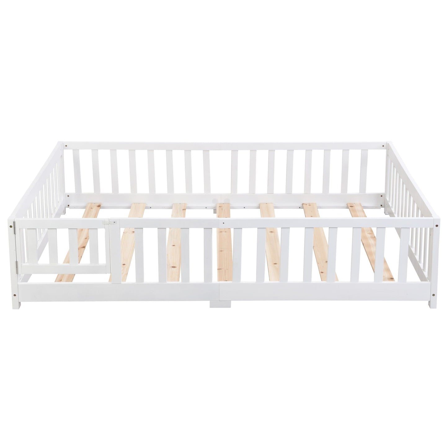 Solid wood floor bed with door and fence for children white platform bed by HouseOfZazla on Tampa Home & Garden Store