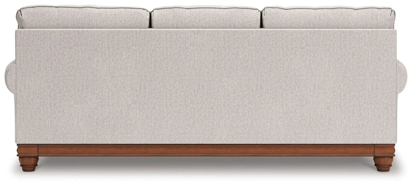 Clearbrooke Sandstone sofa with three back cushions and wood base by Unique Piece Furniture on Tampa Home & Garden Store