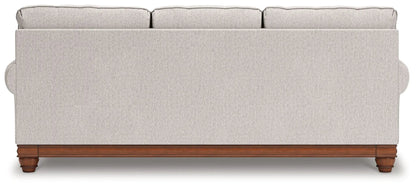 Clearbrooke Sandstone sofa with three back cushions and wood base by Unique Piece Furniture on Tampa Home & Garden Store