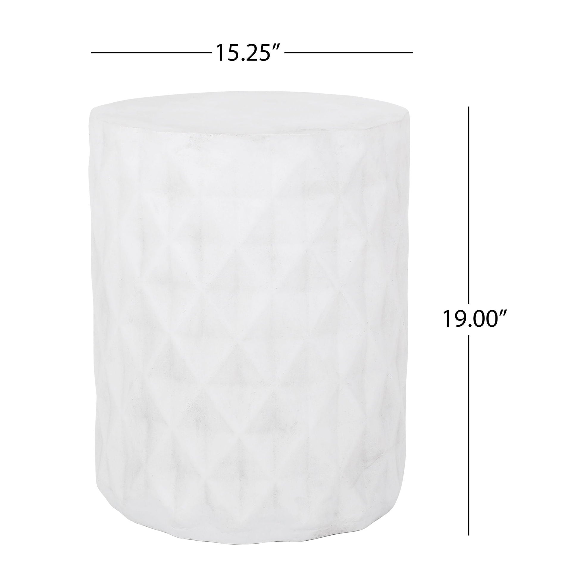 Outdoor Lightweight Concrete Side Table Antique White, round cylindrical outdoor furniture on Tampa Home & Garden Store