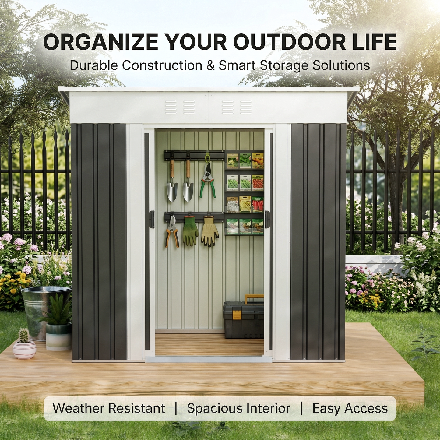 Steel Garden Shed for Patio and Outdoor Storage