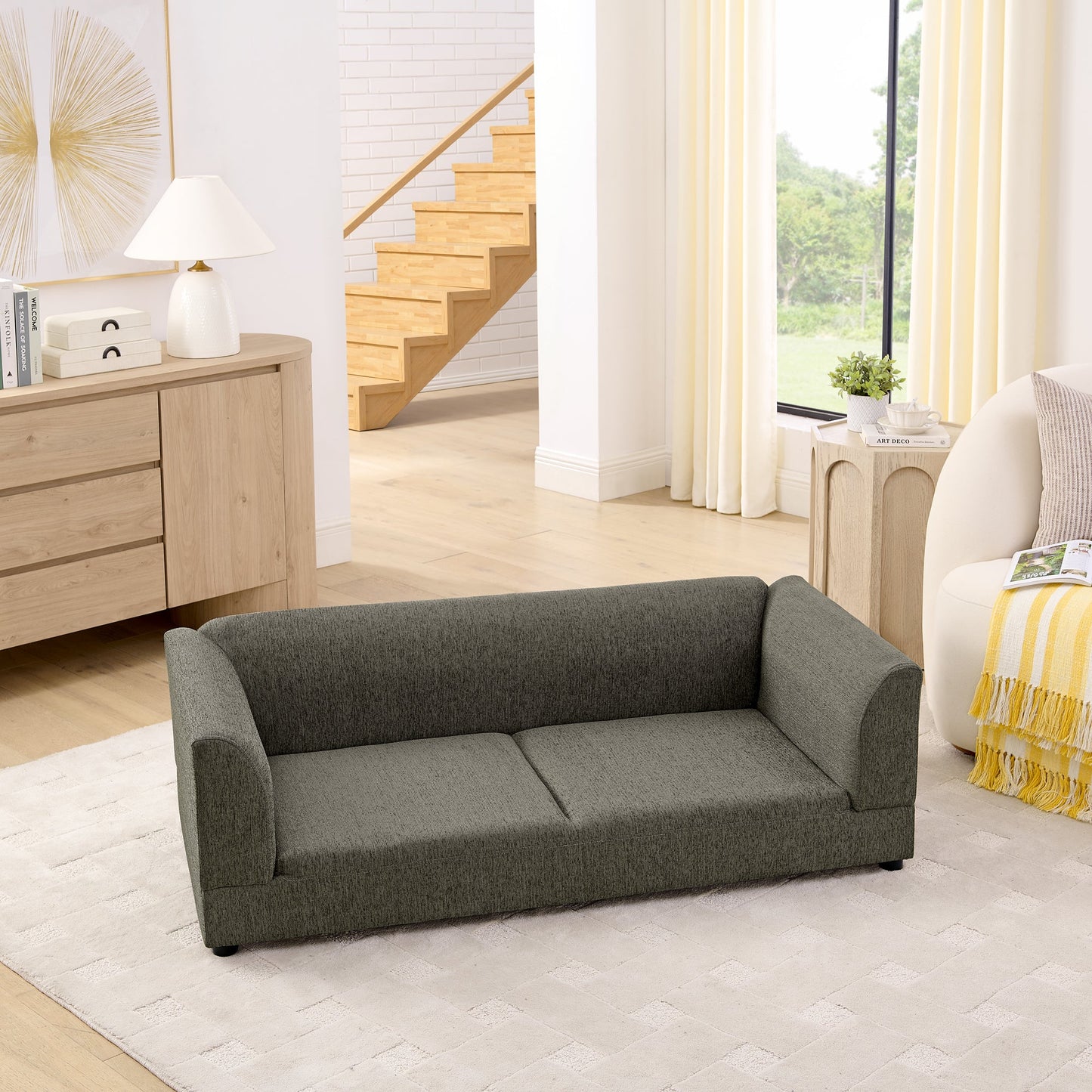 Comfortable oversized pet sofa for medium/large dogs in dark gray fabric by HouseOfZazla on Tampa Home & Garden Store