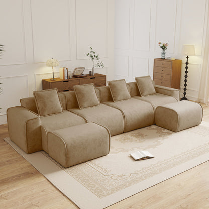 Streamlined Design 4-seat U-Shape modular sofa beige by HouseOfZazla in living room on Tampa Home & Garden Store