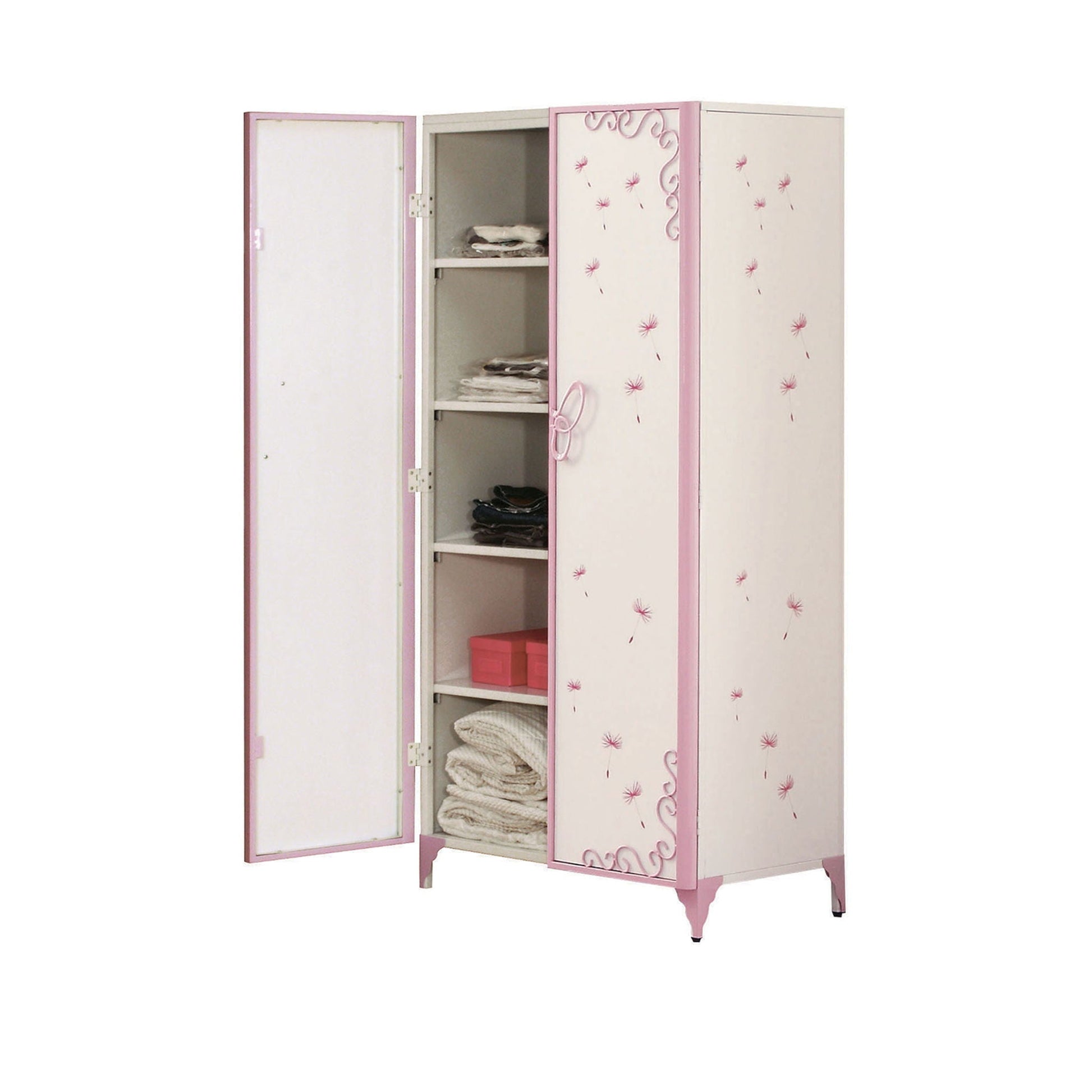 Priya II synthetic leather purple triple wardrobe with pink floral doors by HouseOfZazla on Tampa Home & Garden Store