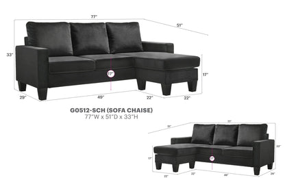 Jessica Reversible Sofa Chaise for Small Homes
