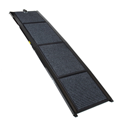 Folding Dog Ramp for Cars by HouseOfZazla, 63in x 17.3in, black frame with gray carpet on Tampa Home & Garden Store