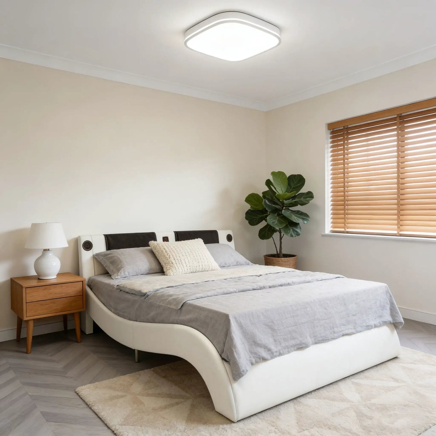 Platform Bed Frame With LED Lighting and Massage