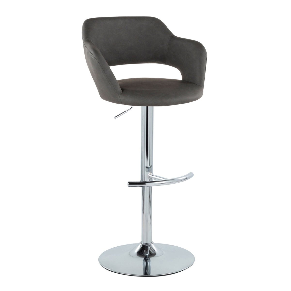 Contemporary adjustable barstool with swivel in dark gray faux leather HouseOfZazla on Tampa Home & Garden Store