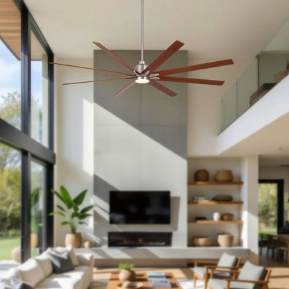 Oversized ceiling fan with 8 wooden blades and dimmable LED light, remote control on Tampa Home & Garden Store
