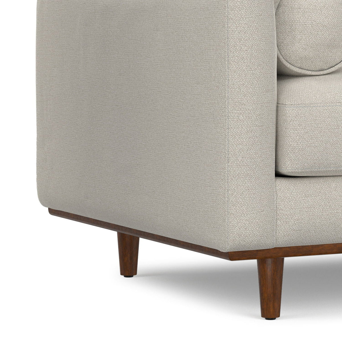 HouseOfZazla Wide Arm Chair with Removable Cushions, beige textured fabric, wooden tapered legs on Tampa Home & Garden Store