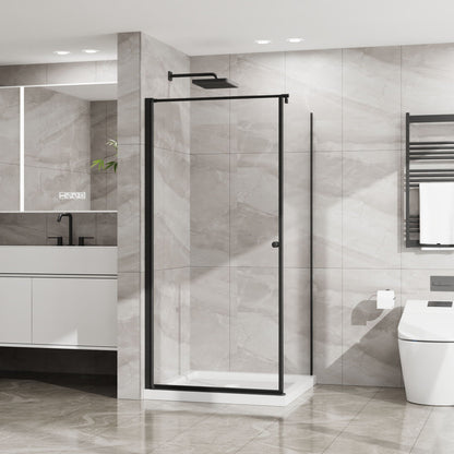 Frameless corner shower door tempered glass matte black HouseOfZazla 2-panel enclosure on Tampa Home & Garden Store