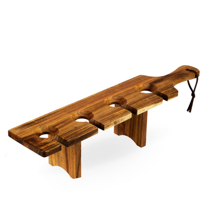 Acacia Wood Wine Flight Board for Four Glasses