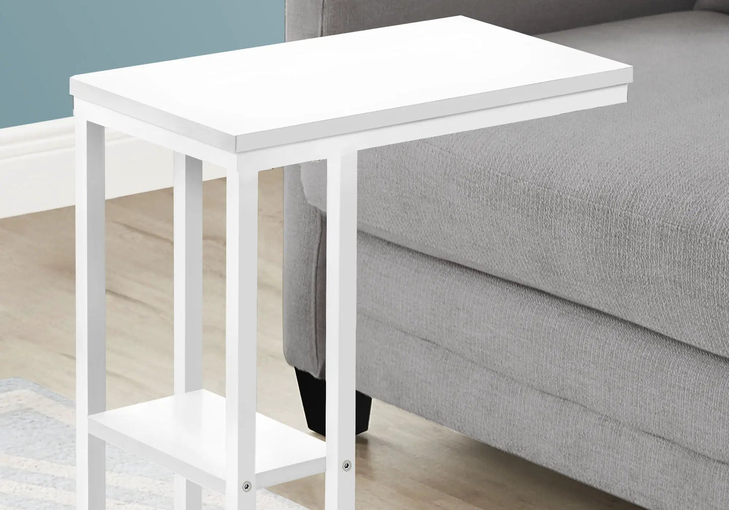 C Shaped Accent Table Marble Look and Modern