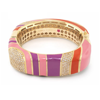 Stripes of Pave Bangle bracelet gold-tone pink purple orange enamel pavé crystals Lauren G Adams on Tampa Home & Garden Store