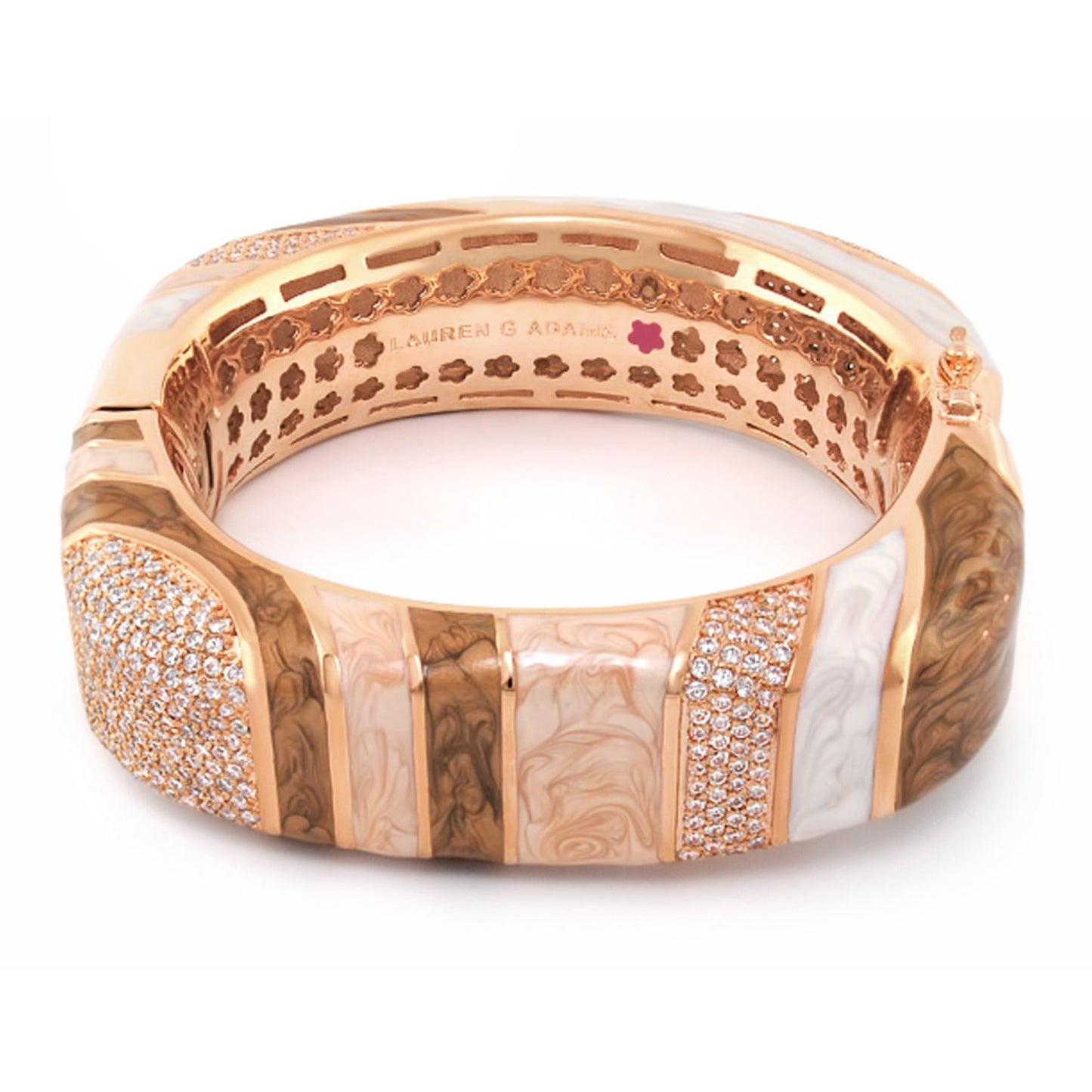 Stripes of Pave Bangle in rose gold with pavé diamonds and marbled inlays Lauren G Adams on Tampa Home & Garden Store