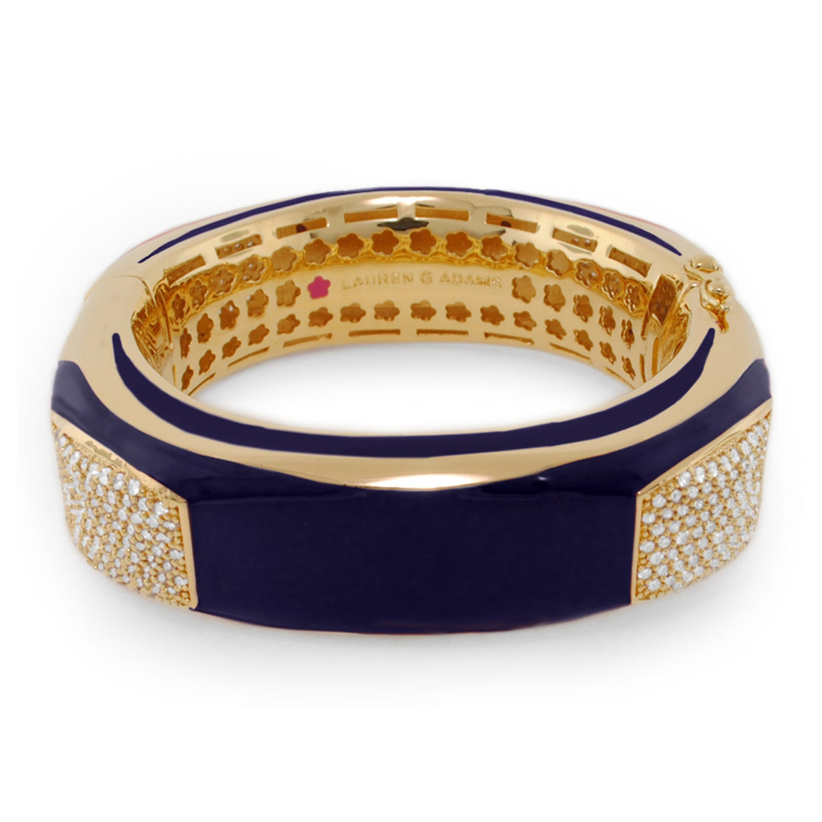 Curvy Swirls Bangle, gold-tone with navy enamel and pavé sides by Lauren G Adams on Tampa Home & Garden Store