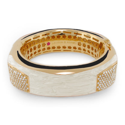 Curvy Swirls Bangle in gold tone with etched swirls and pavé edges, Lauren G Adams on Tampa Home & Garden Store