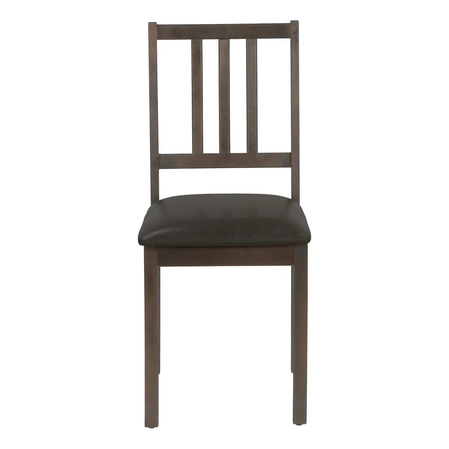 Dining chair, side, brown wood frame with upholstered black seat on Tampa Home & Garden Store