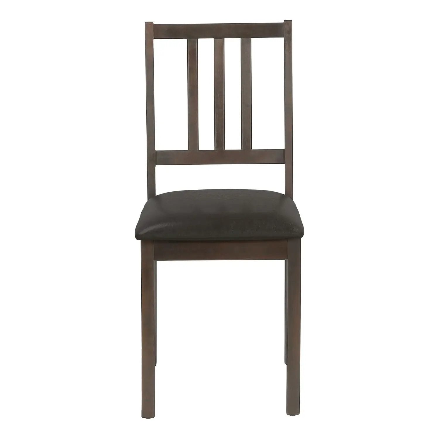 Dining chair, side, brown wood frame with upholstered black seat on Tampa Home & Garden Store