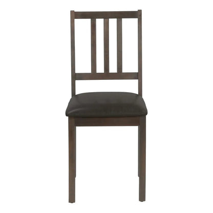 Dining chair, side, brown wood frame with upholstered black seat on Tampa Home & Garden Store