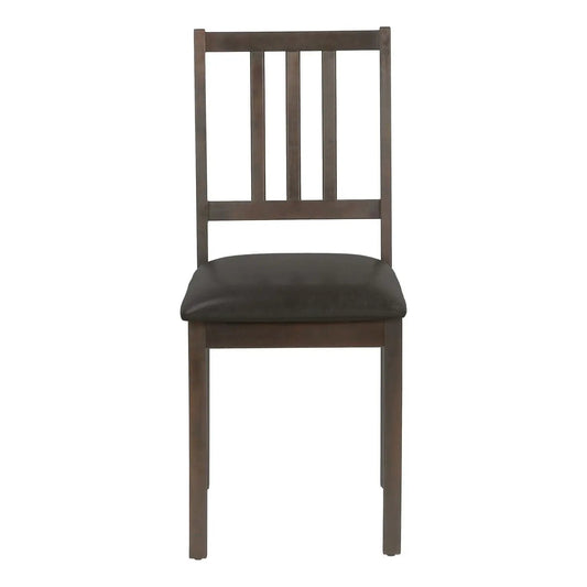 Dining chair, side, brown wood frame with upholstered black seat on Tampa Home & Garden Store