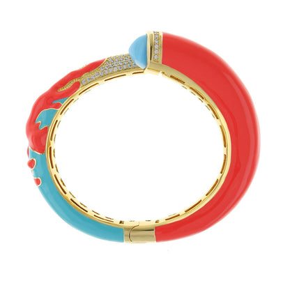 Bangle Crossover red turquoise enamel sea life bracelet with crystal accents Lauren G Adams on Tampa Home & Garden Store
