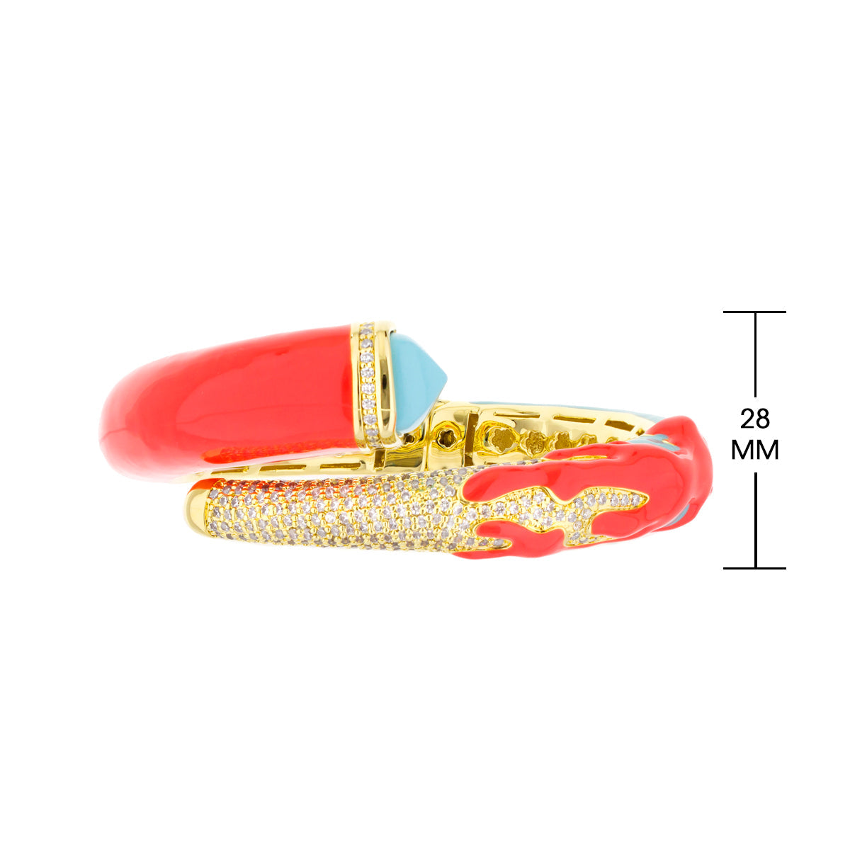 Pretty Little Things Bangle Crossover coral pink enamel with turquoise accent on gold-tone band by Lauren G Adams on Tampa Home & Garden Store