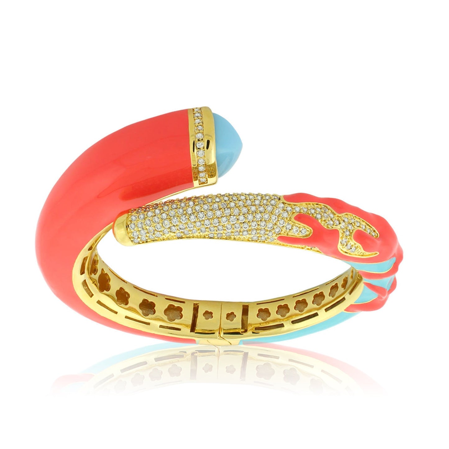 Pretty Little Things Bangle Crossover coral enamel gold-tone by Lauren G Adams on Tampa Home & Garden Store