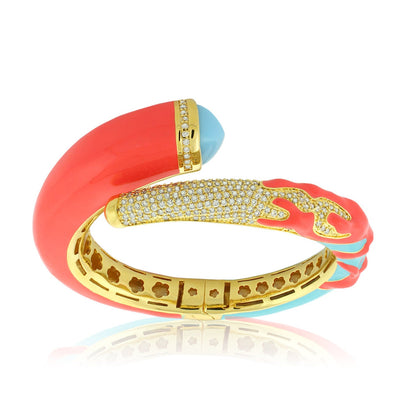 Pretty Little Things Bangle Crossover coral enamel gold-tone by Lauren G Adams on Tampa Home & Garden Store