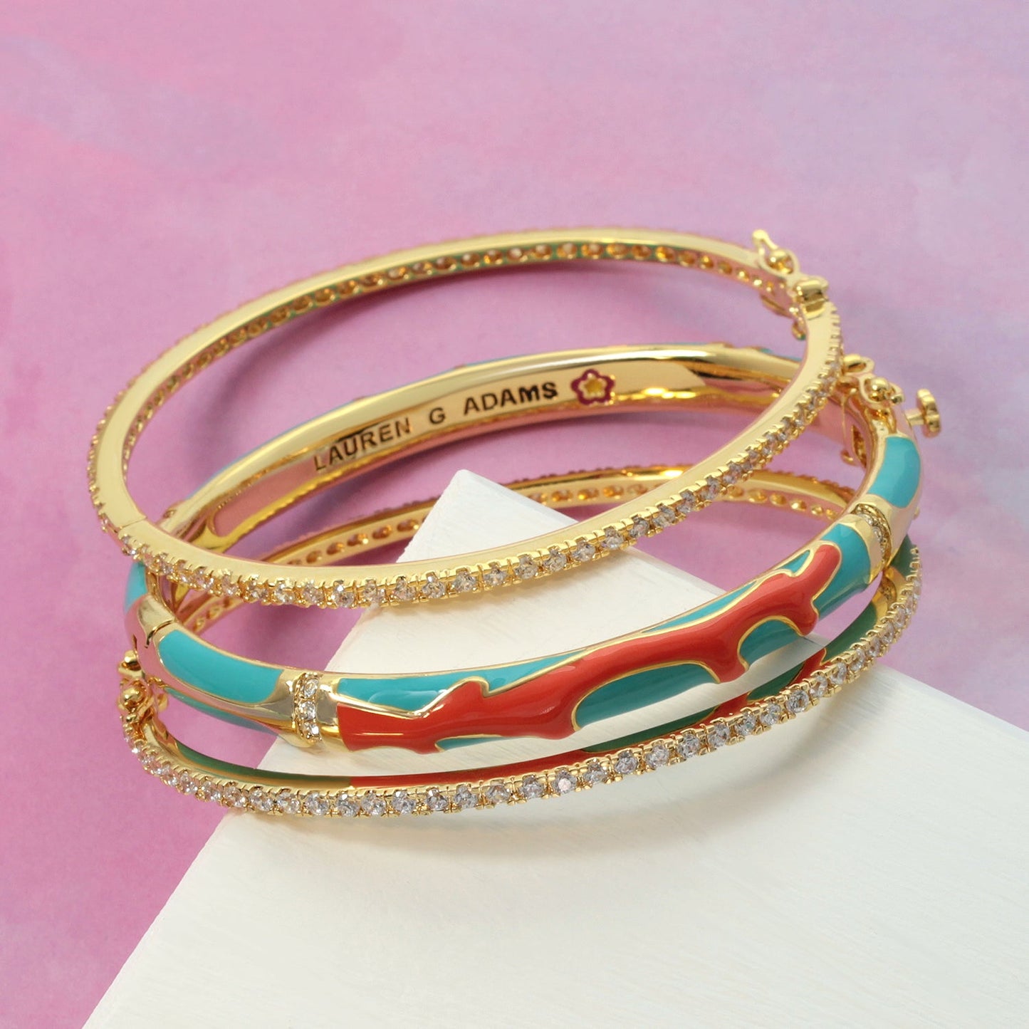 Pretty Little Things Bangle Set by Lauren G Adams: gold-tone bangles with crystal pavé set of 4 on Tampa Home & Garden Store