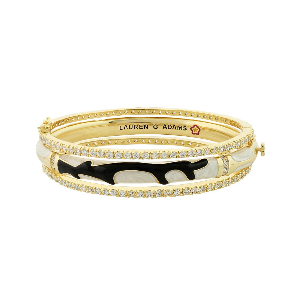 Pretty Little Things Bangle Set by Lauren G Adams, gold bangles with diamonds and camo, 3pc on Tampa Home & Garden Store
