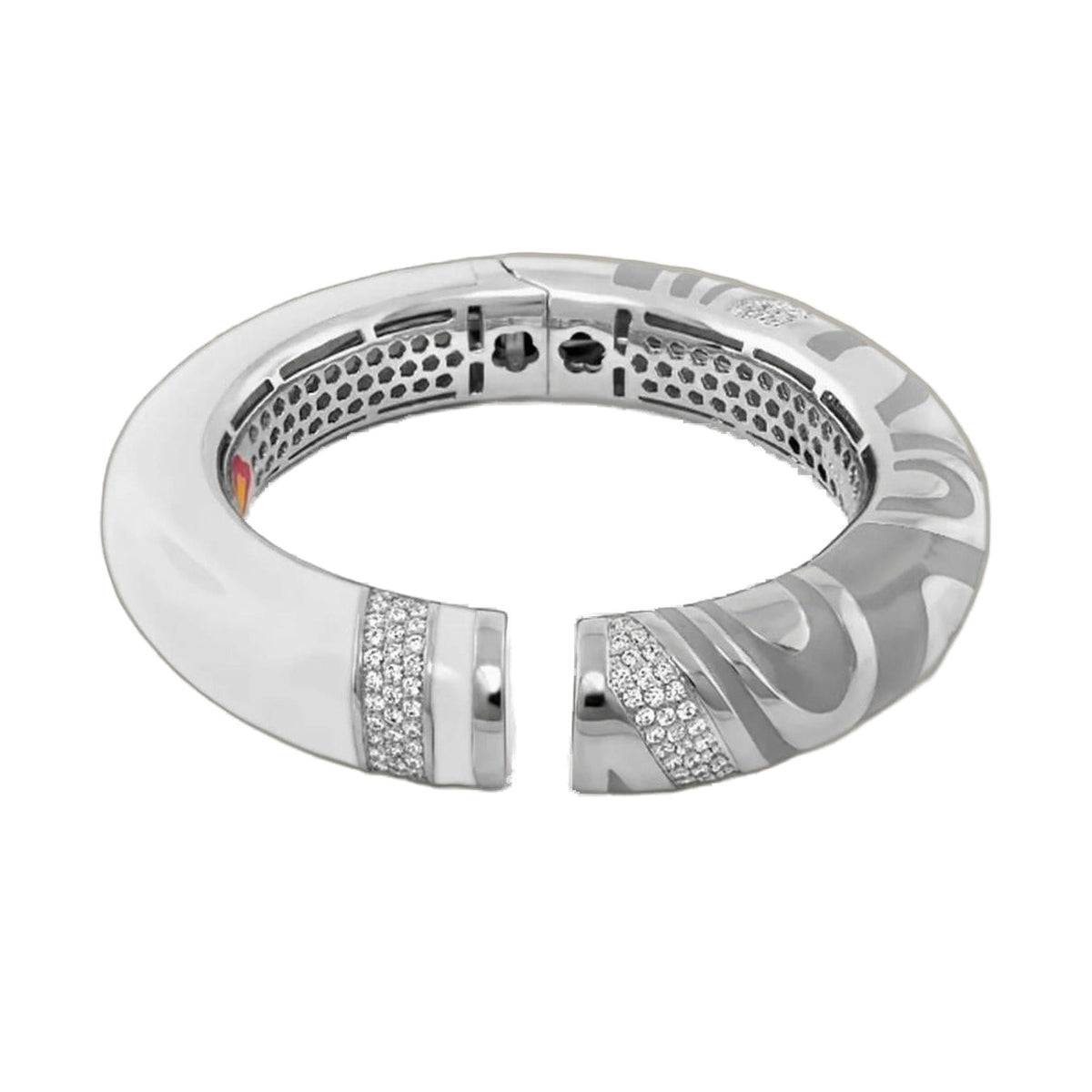 Moon of Dust Bangle pair by Lauren G Adams, hinged silver bracelet with pavé diamonds on Tampa Home & Garden Store