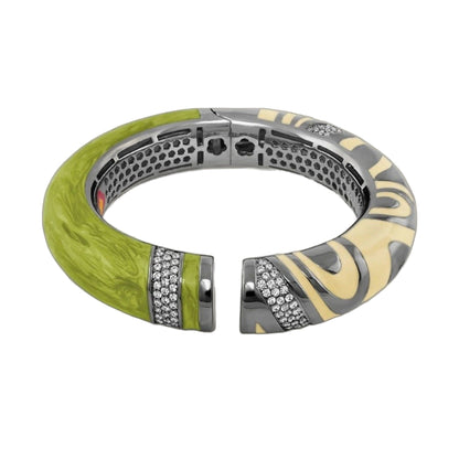 Moon of Dust Bangle hinged bracelet by Lauren G Adams in lime green enamel with diamond pavé on Tampa Home & Garden Store