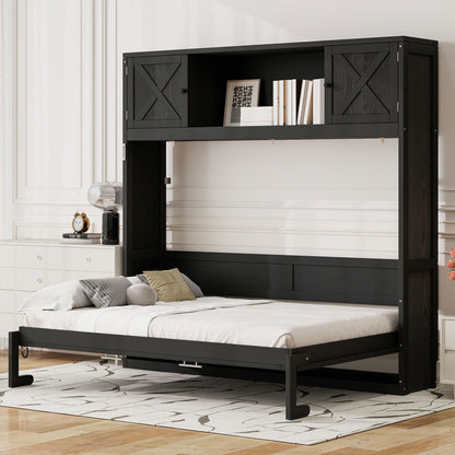 Murphy bed with storage cabinets in black wood, HouseOfZazla storage bed on Tampa Home & Garden Store