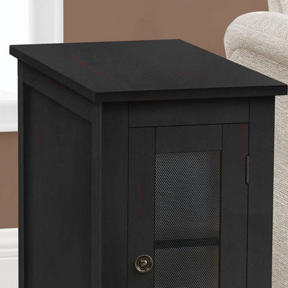 Accent end table black wood with layered trim and mesh-front cabinet by Unique Piece Furniture on Tampa Home & Garden Store