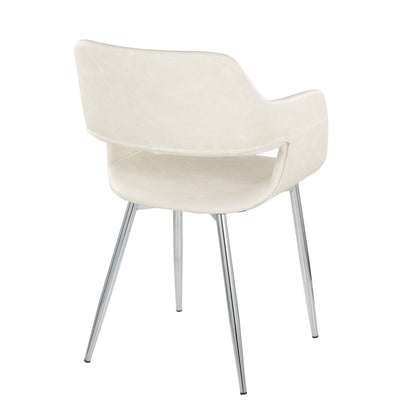 Contemporary dining chair cream upholstery with chrome metal legs and curved back on Tampa Home & Garden Store