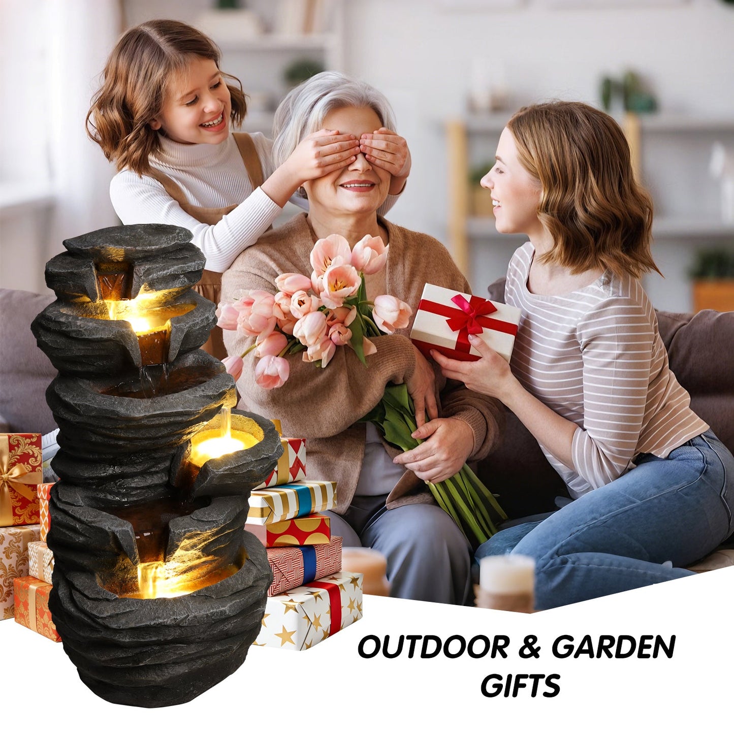 Outdoor Resin Waterfall Fountain for Garden