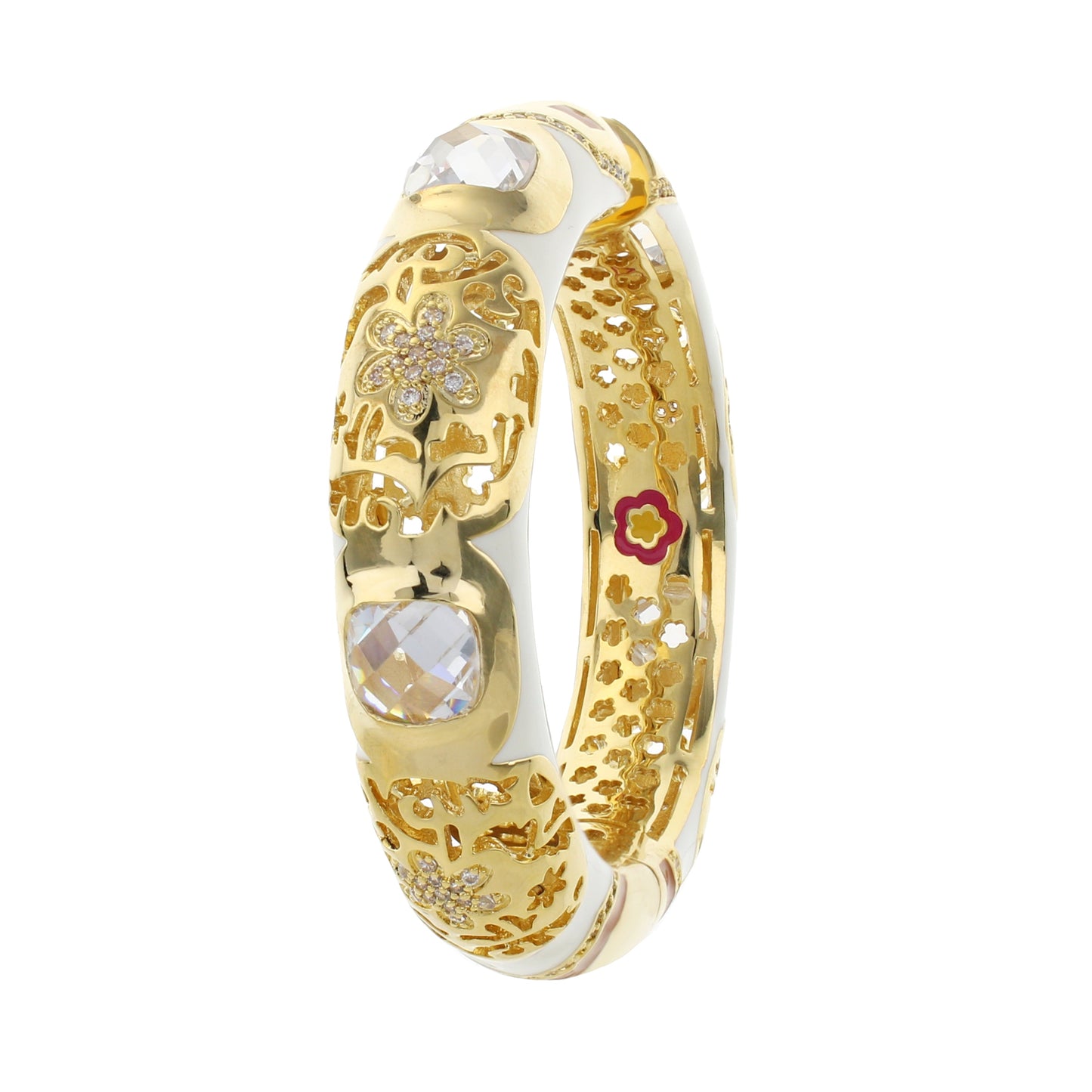 Allure Bangle by Lauren G Adams, gold-tone with floral filigree and crystal accents, 2 bangles on Tampa Home & Garden Store