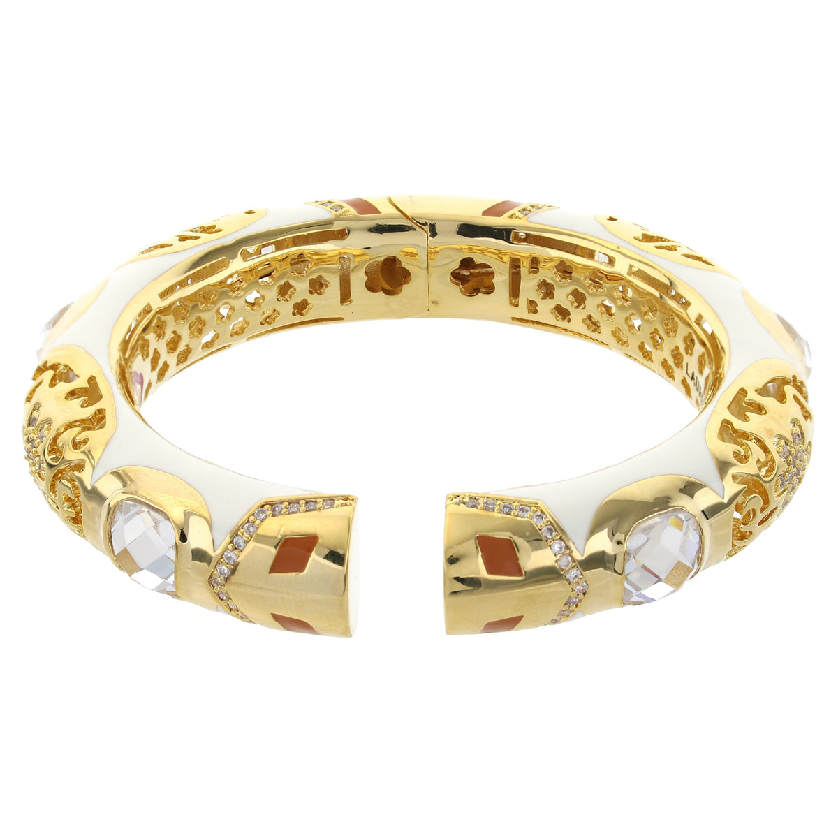 Allure Bangle bracelet by Lauren G Adams in gold with white enamel and crystal accents on Tampa Home & Garden Store