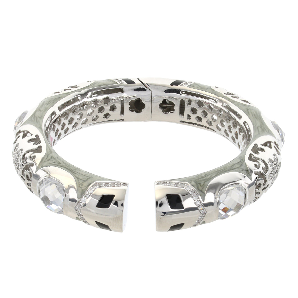 Allure Bangle bracelet in silver with crystal accents by Lauren G Adams openwork design on Tampa Home & Garden Store