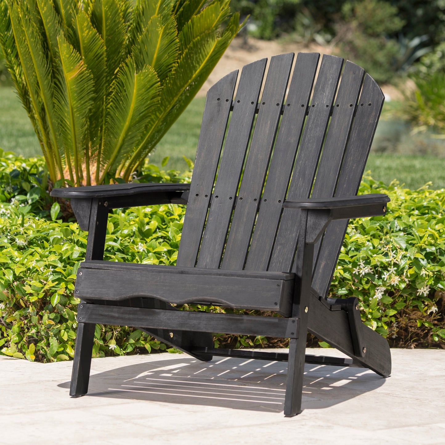 Malibu Adirondack Chair by HouseOfZazla, dark charcoal wood outdoor furniture on Tampa Home & Garden Store