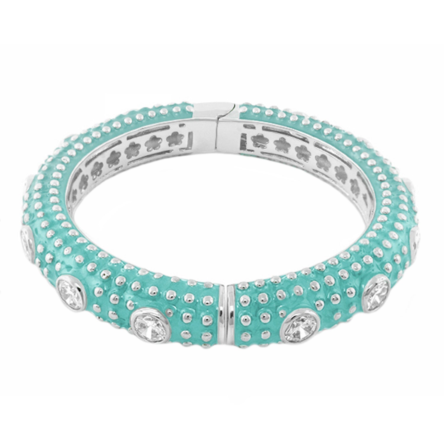 Rock N' Roll Bangle turquoise bracelet with silver studs and crystal gems by Lauren G Adams on Tampa Home & Garden Store