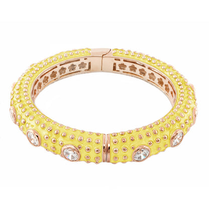 Rock N' Roll Bangle by Lauren G Adams, yellow enamel bracelet with crystals and accents on Tampa Home & Garden Store