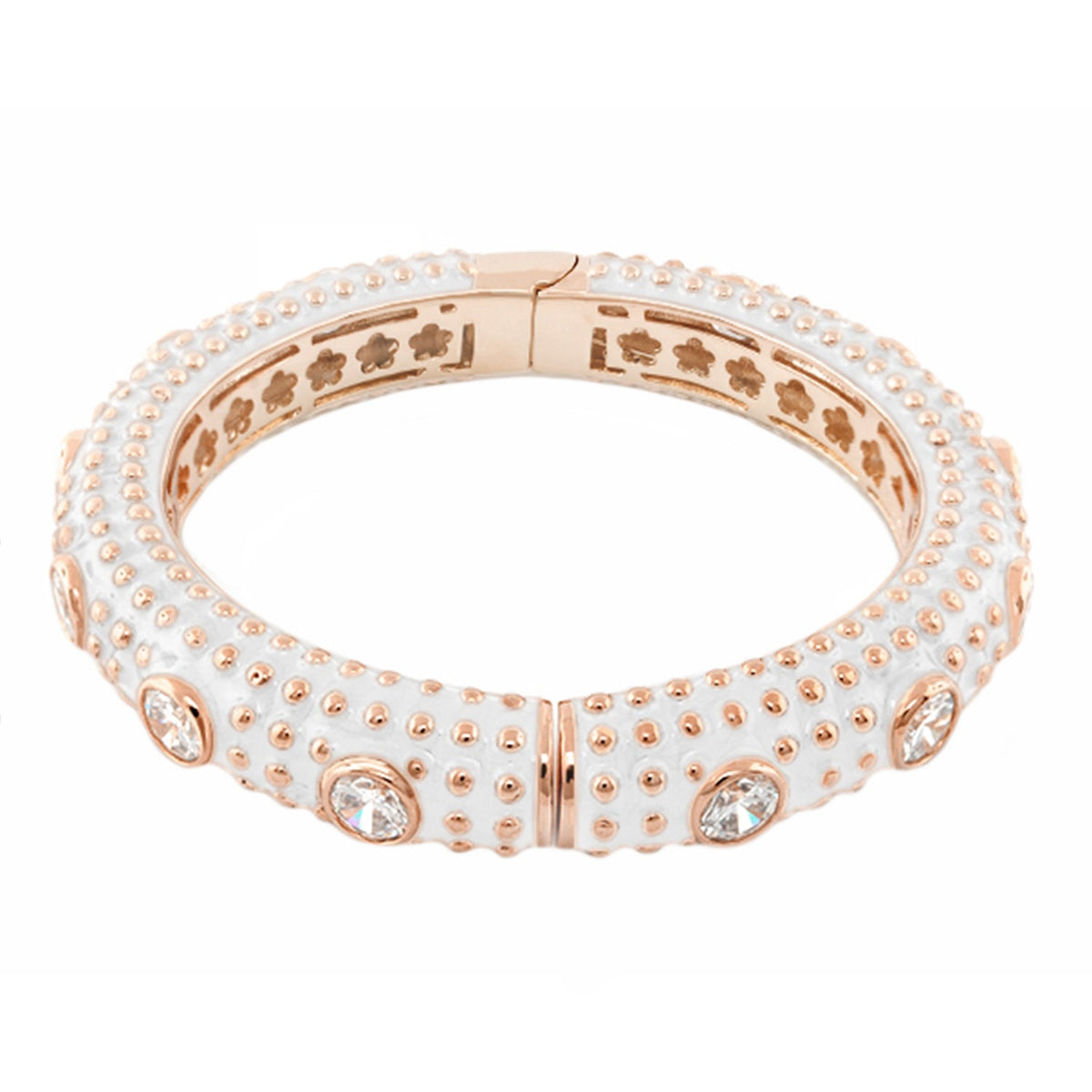 Lauren G Adams Rock N' Roll Bangle, rose gold with white enamel and crystal accents on Tampa Home & Garden Store