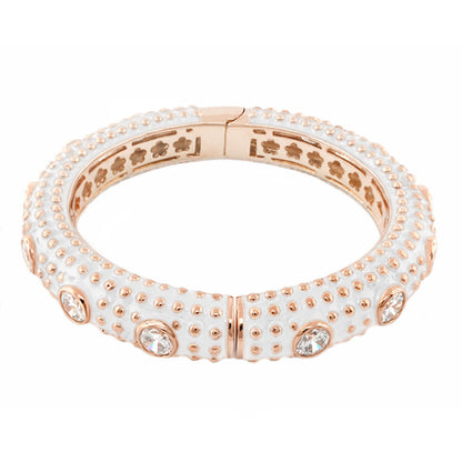 Lauren G Adams Rock N' Roll Bangle, rose gold with white enamel and crystal accents on Tampa Home & Garden Store