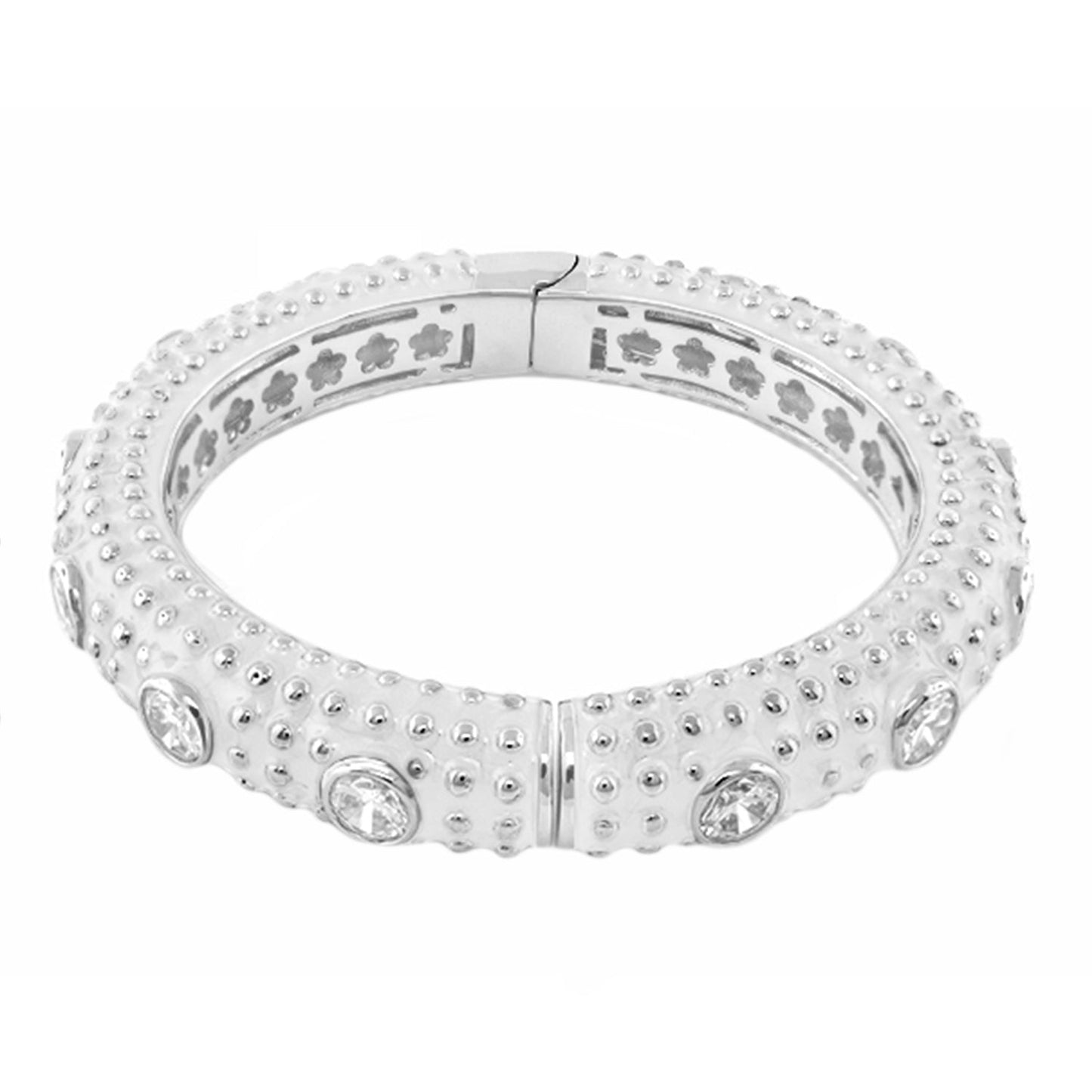 Rock N' Roll Bangle bracelet in silver with studded texture and crystal accents Lauren G Adams on Tampa Home & Garden Store